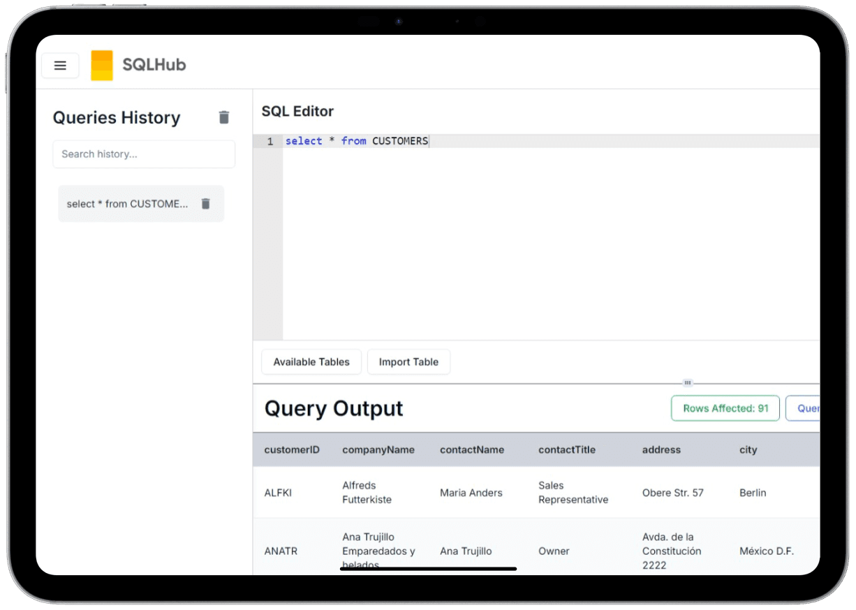 SQLHub: Online SQL editor project image